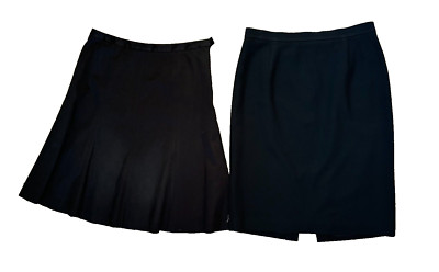LOT of 2! Jones New York Black Skirts Size 10 Pencil/Straight & Pleated/Flare