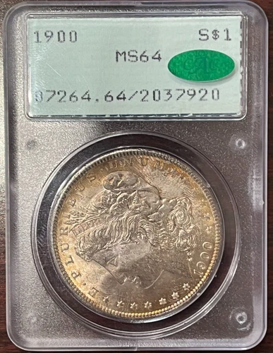 1900 MS64 CAC PCGS Morgan Dollar Old Rattler Holder