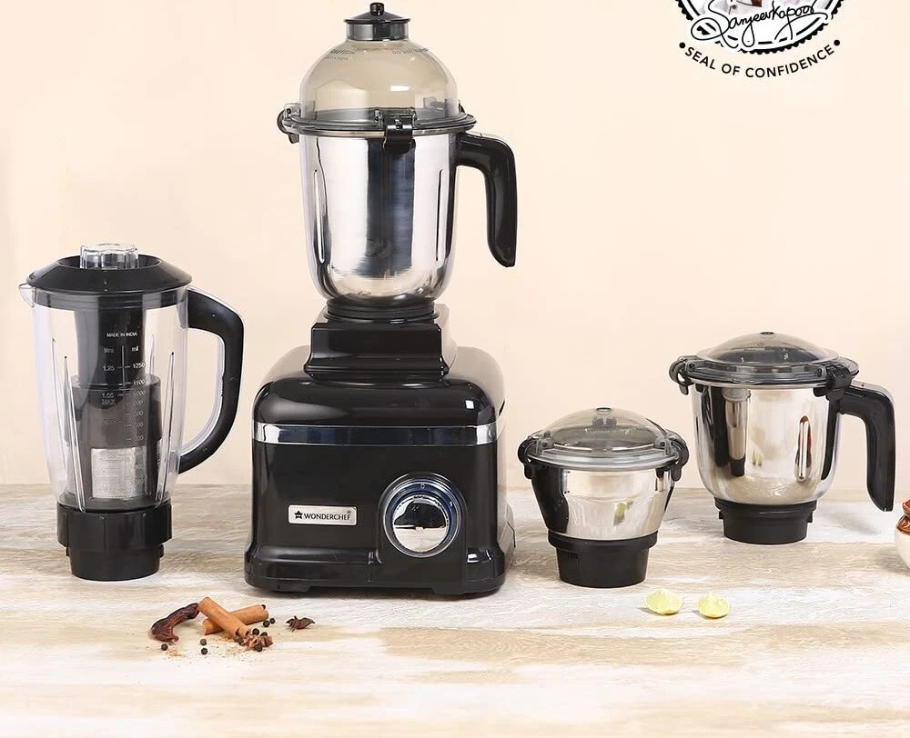 Wonderchef Sumo 1000 Watt Mixer Grinder 4 Jar 220Volt Black