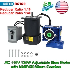 〖US〗120W AC Adjustable Variable Gear Motor 110V NMRV30 1600RPM w/ Speed Governor