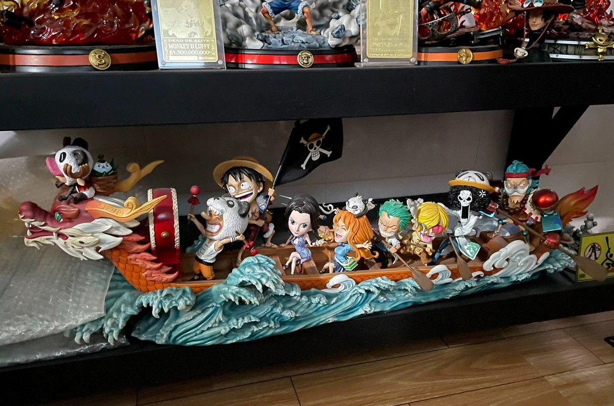 LBS Straw Hat Pirates Dragon Boat Statue Resin One Piece 9 Figures