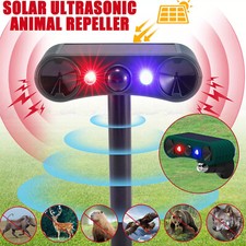 Solar Outdoor Motion Sensor Alarm,Ultrasonic,2 130db Loud Siren Noise Maker