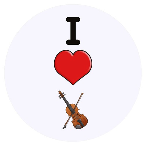 24 x 40mm Round 'I Love Violins' Stickers (SK00052249)