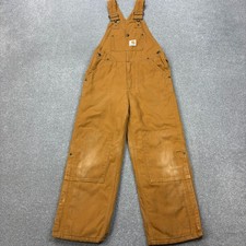 Carhartt Dungarees Kids 24x22 Tan Overalls Double Knee Quilted Duck Bib Youth