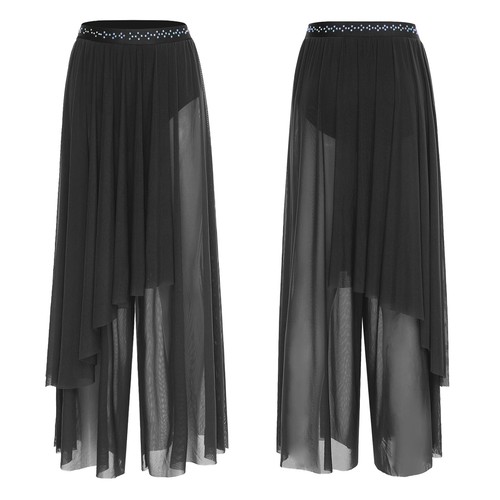 Women Pants Long Dancewear Club Costume Show Bottom Overlay Shiny Irregular Leg - Bild 24 von 48