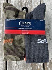 Chaps Crew Socks Men’s Fit Shoe Size 6-12.5 Camo Gray Orange Black 6 PK