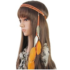Halloween Boho Feather Headband Hippie Indian Leaf Hair Hoops Bands Tassel Bo...