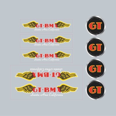 GT BMX Santa Ana decal set - black/white font w/large down tube - clear