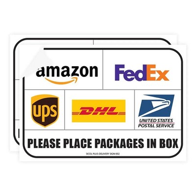 Package Delivery Signs (02 pack) Package Delivery Stickers size 10 x 7 Inches...