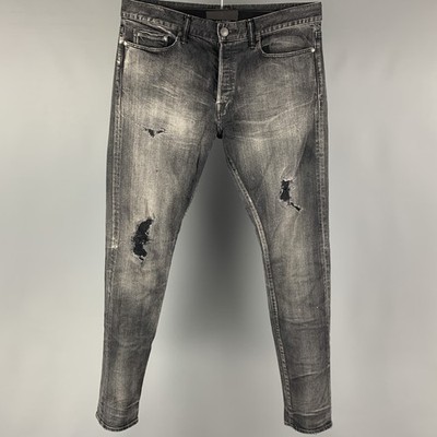 John Elliott Größe 34 Graue Zerrissene Baumwolle Knopfverschluss Jeans