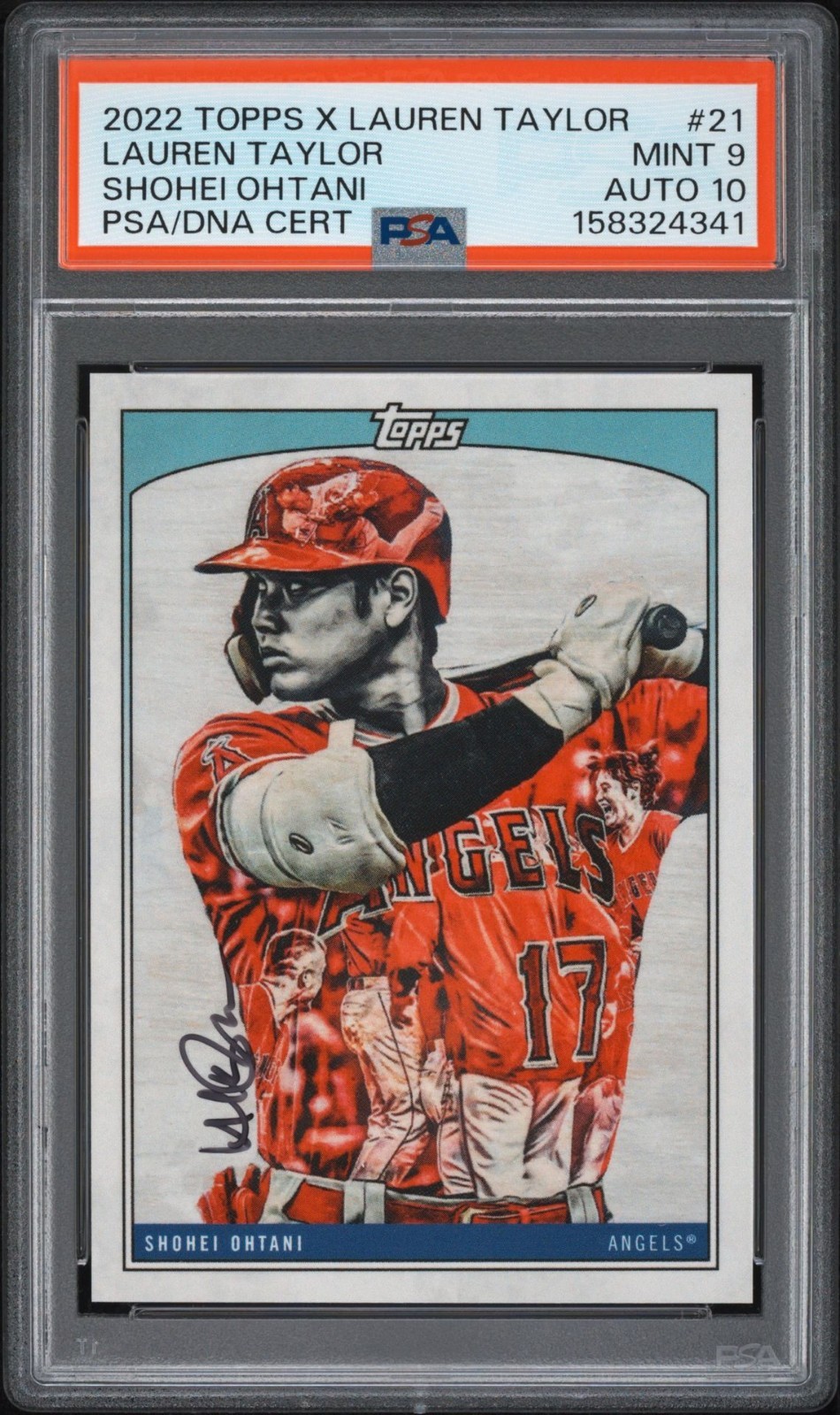 2022 Topps x Lauren Taylor SHOHEI OHTANI #21 Artist Autograph PSA 9/DNA AUTO 10