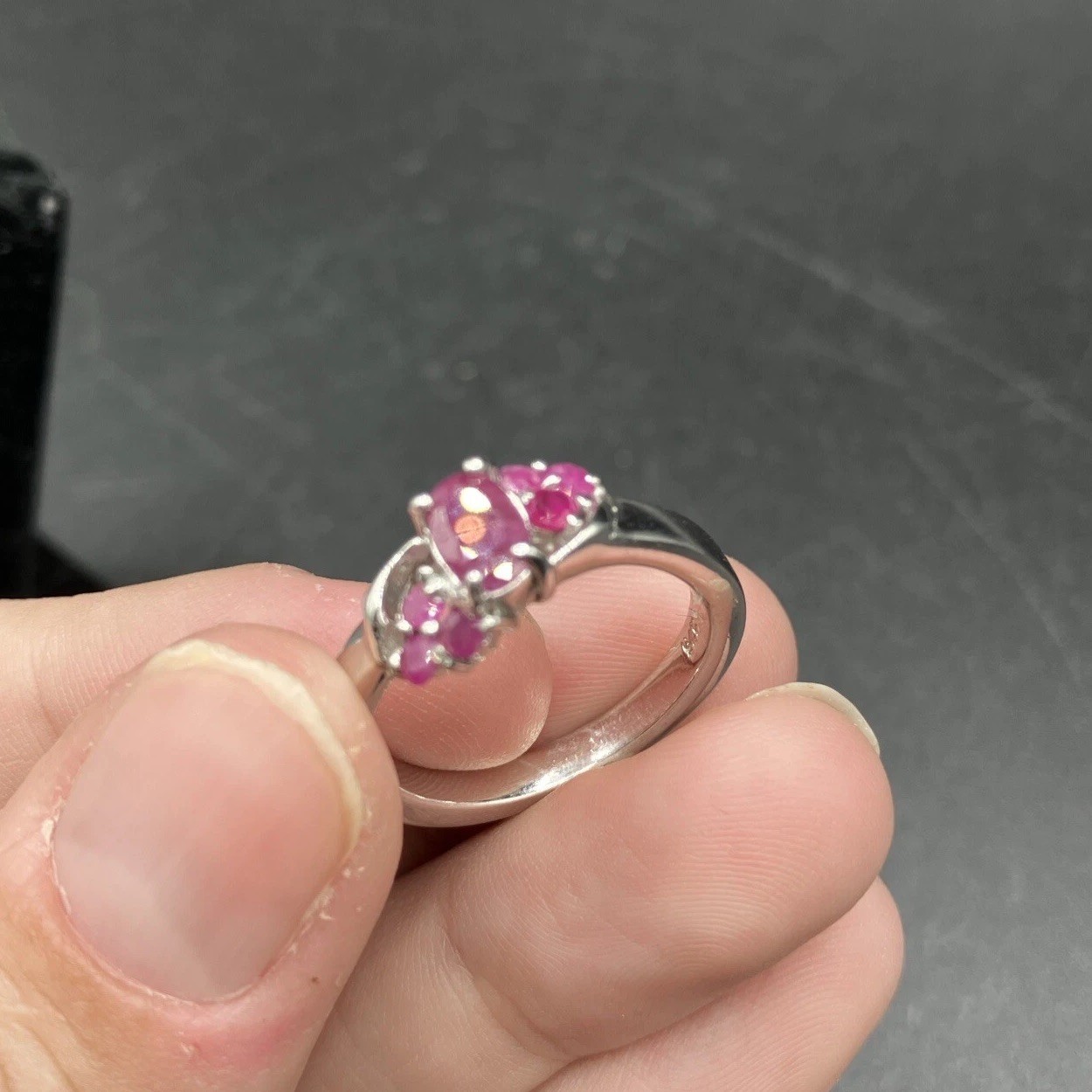 Sterling Silver 925 Natural Red Ruby Oval Cluster… - image 6