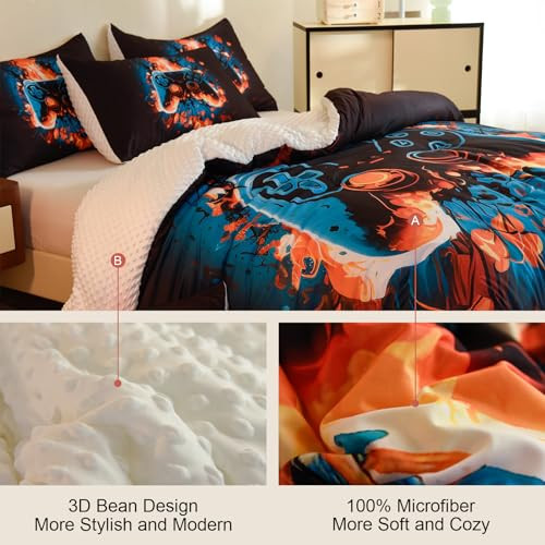 Video Game Full Size Comforter Set for Boys Kids Teens Gamepad Gaming - Picture 6 of 7