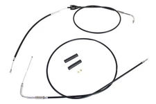 V-Twin 36-0879 Stainless Steel Throttle and Idle Cable Set Black Coat +8"