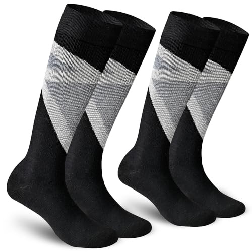 IRAMY Merino Wool Thermal Knee-High Warm Socks for Men & Women, 2-Pack, Medium Grey