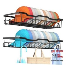 Hat Racks for Baseball Caps Wall - Metal Hat Organizer for 48 Large Black