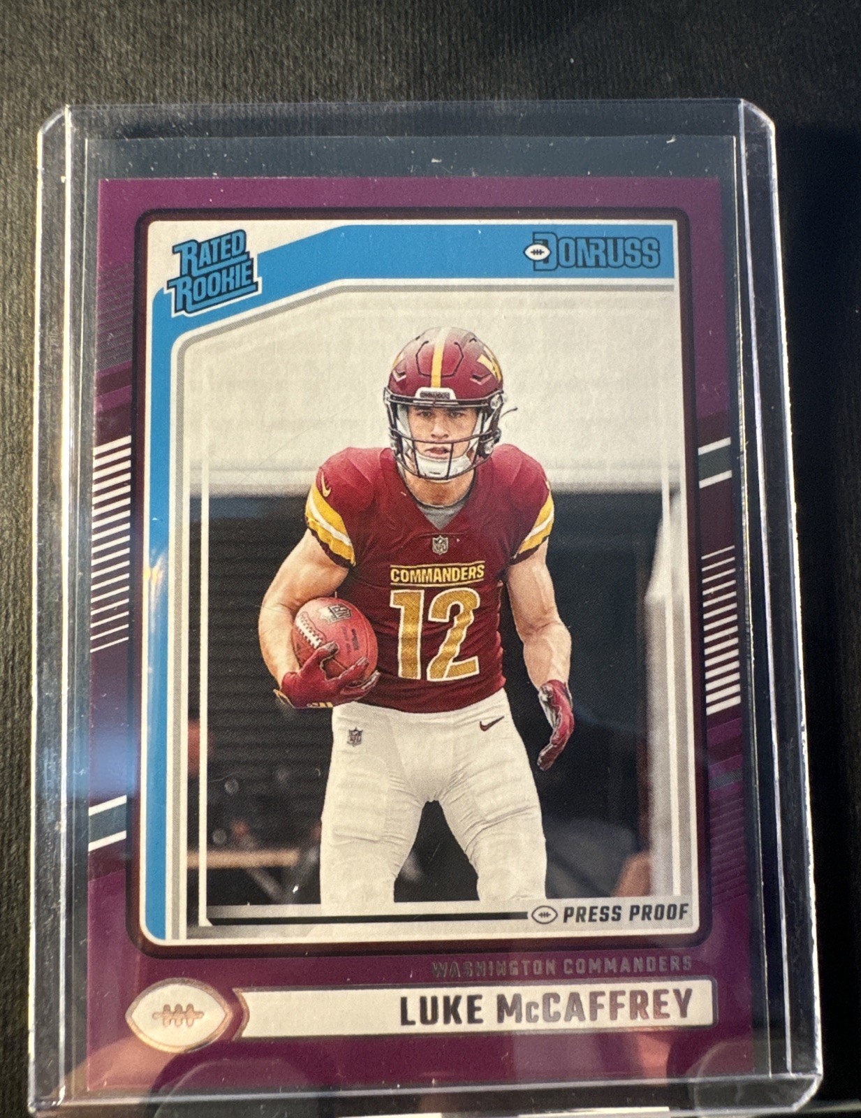 2024 Panini Donruss - Rated Rookie Luke McCaffrey #302 Purple Press Proof (RC)
