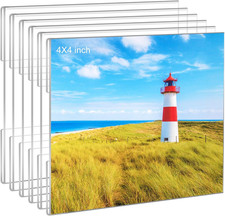 4X4 Acrylic Picture Frames,Set of 6 Clear Photo Frame for Wall,Clear Frameless P