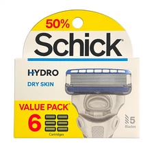Schick Hydro Dry Skin 6 Cartridges 1 Pack New