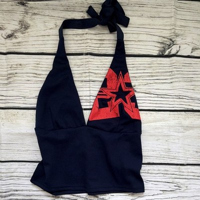 Cherry Mellow 22 Jersey Navy Red Halter Top Small S