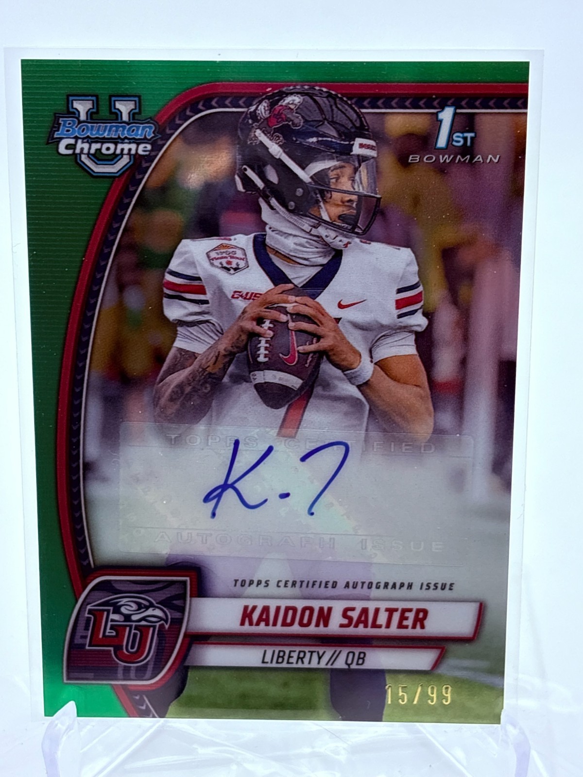 Kaidon Salter 2024 Bowman Chrome University Auto 1st Green Refractor #/99