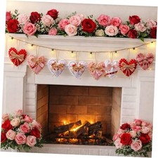 12 Pieces Valentine's Day Red Felt Heart Ornaments for Tree 3 Inch Red Bow