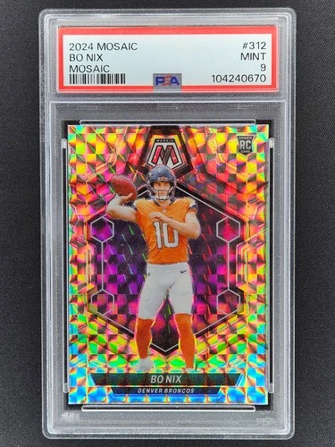 2024 Panini Mosaic - Rookies Bo Nix #312 Mosaic Prizm (RC) Denver Broncos PSA 9!