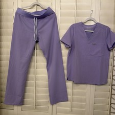 FIGS Scrub Set Sz M Lavender Top Bottom Tall Technical Collection Women's