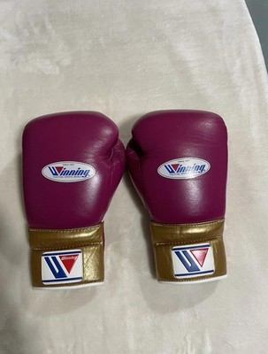 Winning Boxing Gloves Leather Lace-Up Pro  Training Glove 10-16oz Purple Silver