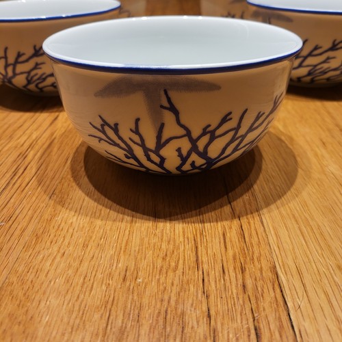 1 FITZ & FLOYD Everyday White COASTAL Blue Starfish Coral Shell Bowl 5 AVAILABLE - Picture 2 of 7