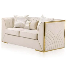 Judy Collection Sofa Set Plush Velvet Modern Sofa Couch Elegant Home Decor Beige