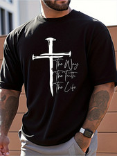 GILDAN TEE Christian Faith Graphic T-Shirt - The Way The Truth The Life Cross