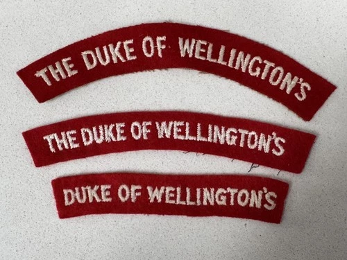 3 WW2 DUKE of WELLINGTON’S West Riding Regt Military Army Shoulder Title Badges