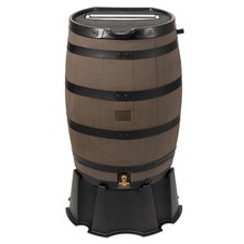 Premium 55-Gallon Rain Barrel with Removable Lid, Flat Back Rain