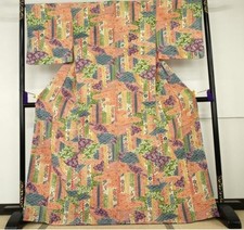 Japanese Komon Kimono Silk Traditional Design Formal Wear Vintage Japan
