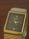 Vintage Seiko Quartz Tank Watch 5191-504H Black Dial Gold Tone Mens Watch Runs