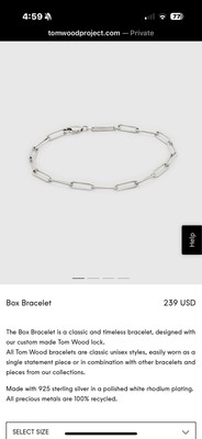 Tom Wood Paper Clip Bracelet Small 6.5  Sterling Silver