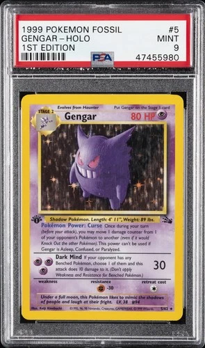 1999 POKEMON FOSSIL 1ST ED #5 GENGAR-HOLO PSA 9
