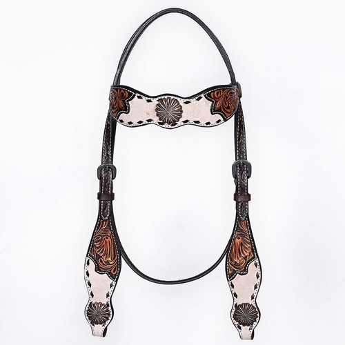 BE BAR H EQUINE Western Juego de cabecera y cuello de pecho de caballo de cuero hecho a mano - Imagen 4 de 8