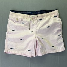 Polo Ralph Lauren Boys Swim Trunks Board Shorts Shark Pink M 10-12
