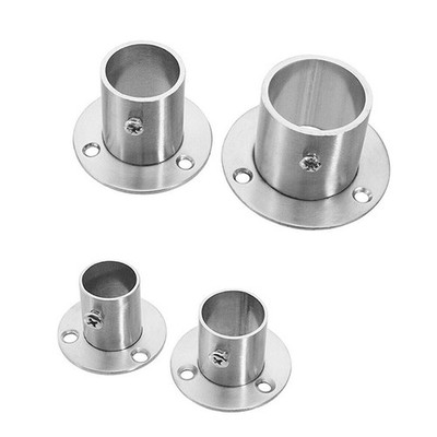 Tube Support Closet Bar Stand Wardrobe Hanging Rail Rod Pole Socket End Silver