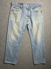 Vintage Levis 501 Jeans Blue USA Made Button Fly Faded Mens 40x30 (fit 37x30)