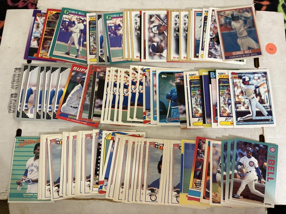 (1000) Lote de tarjetas de béisbol George Bell MLB colección base Toronto Blue Jays Foto 3 de 4