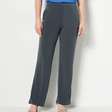 Susan Graver Size 2X Stealth Grey Regular Liquid Knit Wide-Leg Pull-On Pants