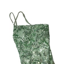 Windsor Green Sequin Beaded Mermaid Long Dress Spaghetti Strap Formal