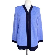 NWT EXCLUSIVELY MISOOK Jacket Womens Size L Cornflower Textured Ful Zip Knit