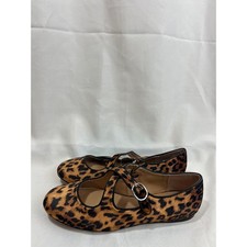 A New Day Leopard Print Mary Jane Flats Double Strap Buckle Shoes Brown Tan 8.5