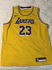 Nike Los Angeles Lakers LeBron James Youth Jersey Sz Large Yellow Basketball