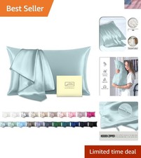 Standard Size Mulberry Silk Pillowcase for Luxurious Sleep 20"x26" in Haze Blue