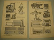 Piekarze, urządzenia piekarnicze do chleba m.in. 5 oryginalnych tablic z 1881 roku - Oryginalne litografie